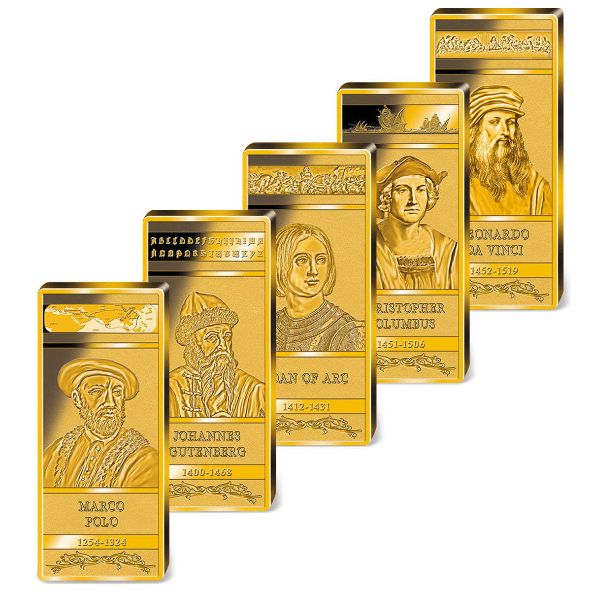 Zdjęcie produktu "Najsłynniejsze postaci w historii" - 32 sztabki platerowane złotem