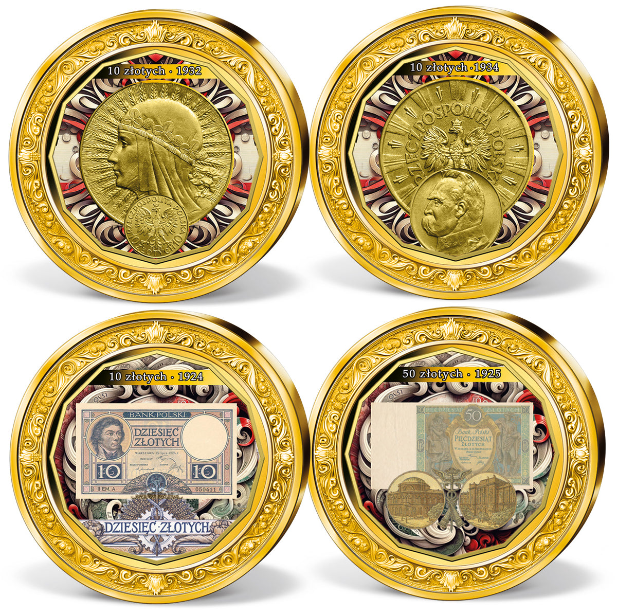 Zdjęcie produktu „100 lat złotego” – 24 medale platerowane złotem