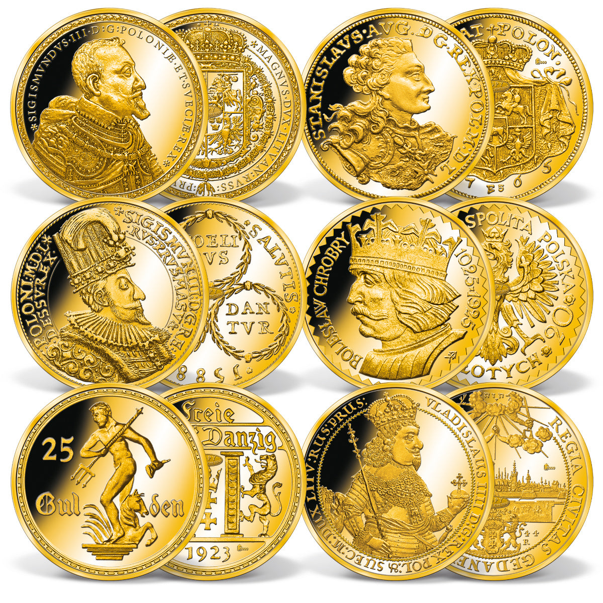 Zdjęcie produktu „Najsłynniejsze polskie monety” – 6 złotych replik monet (1/200 oz.)